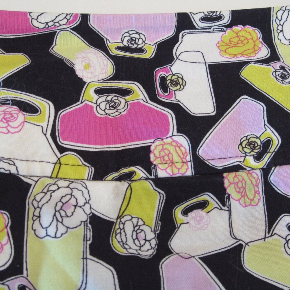 Liz Claiborne Pleated Skirt with Purses/Handbag Design Size 14 Black/Pink/Green - Picture 3 of 6